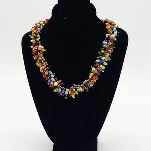 Vintage colourful plastic beads necklace